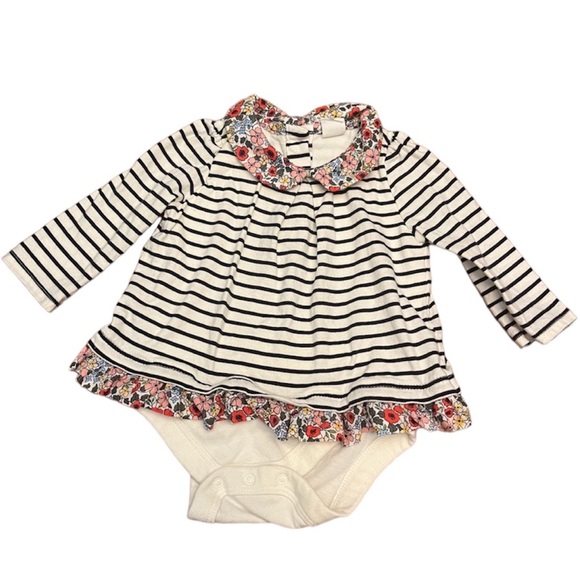 Baby GAP Girls Size 3-6 Months Peter Pan Color Floral Stripe One Piece Outfit - Picture 1 of 8
